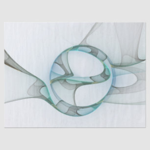 Modern Abstract Fractal Art Blue Turquoise Grey Tissue Paper
