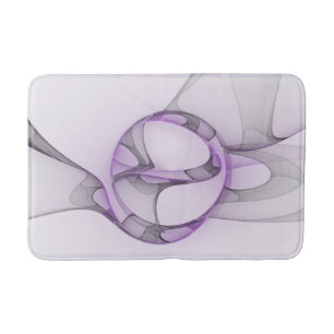 Modern Abstract Fractal Art Lavender Grey Bath Mat