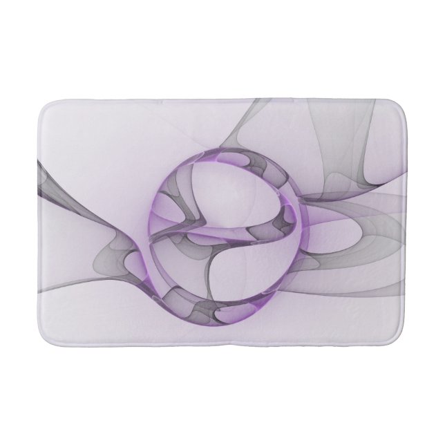 Modern Abstract Fractal Art Lavender Grey Bath Mat (Front)