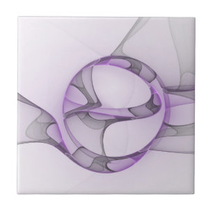 Modern Abstract Fractal Art Lavender Grey Ceramic Tile