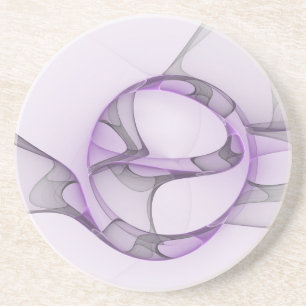 Modern Abstract Fractal Art Lavender Grey Coaster