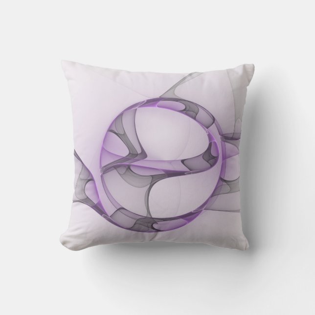Modern Abstract Fractal Art Lavender Grey Cushion (Front)