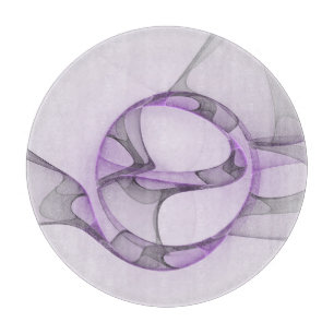 Modern Abstract Fractal Art Lavender Grey Cutting Board
