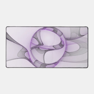 Modern Abstract Fractal Art Lavender Grey Desk Mat