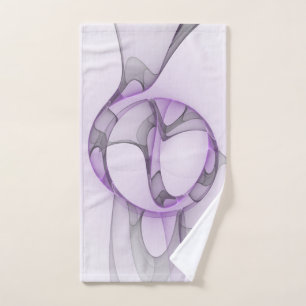 Modern Abstract Fractal Art Lavender Grey Hand Towel