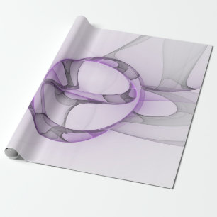 Modern Abstract Fractal Art Lavender Grey Wrapping Paper