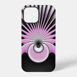 Modern Abstract Fractal Art Pink Gray Black Figure iPhone 12 Pro Case