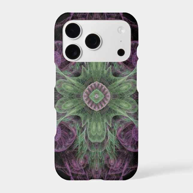 Modern Abstract Fractal Purple and Green Design (Back)