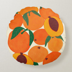 Modern abstract fruit illustration design retro vi round cushion