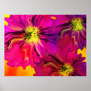 Modern Abstract Fuchsia (Magenta) Flowers Poster