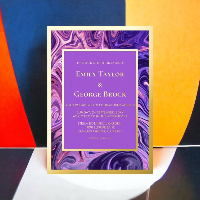 Modern Abstract Galaxy Art Wavy Blue Gold Wedding (Creator Uploaded)