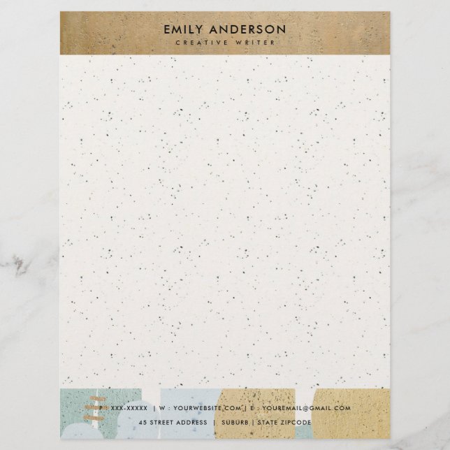 MODERN ABSTRACT GEOMETRIC ART CERAMIC TEXTURE CUSTOM LETTERHEAD (Front)