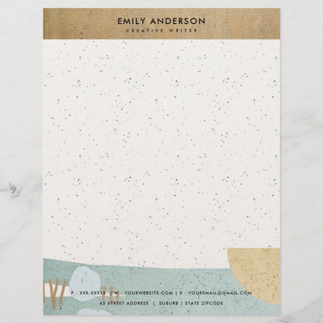 MODERN ABSTRACT GEOMETRIC ART CERAMIC TEXTURE CUSTOM LETTERHEAD (Front)