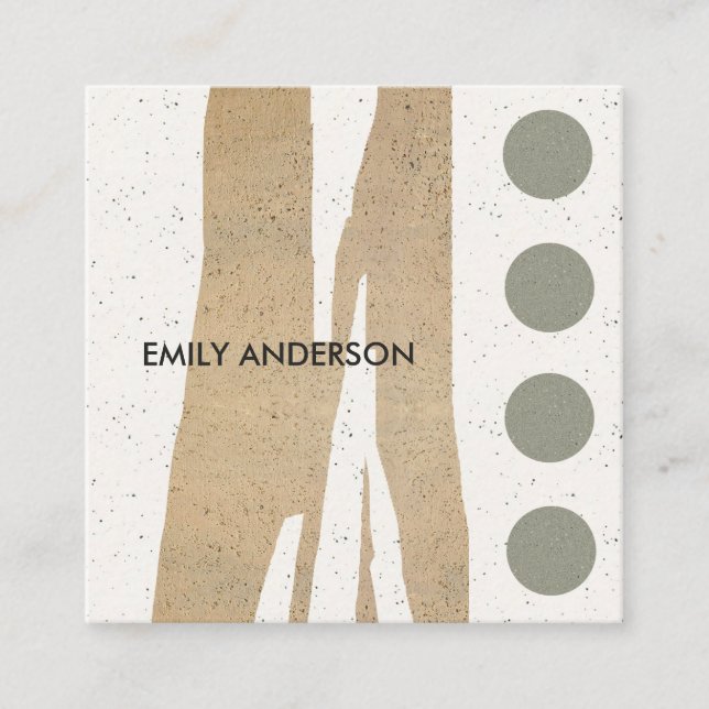 MODERN ABSTRACT GEOMETRIC ART CERAMIC TEXTURE SQUARE BUSINESS CARD (Front)