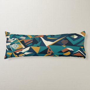 Modern Abstract Geometric Art - Retro Teal Orange  Body Cushion