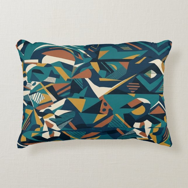 Modern Abstract Geometric Art - Retro Teal Orange  Decorative Cushion (Front)
