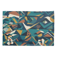 Modern Abstract Geometric Art - Retro Teal Orange