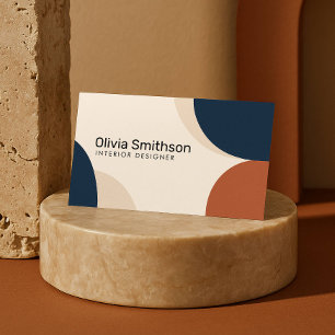 Modern Abstract Geometric Beige, Navy, Rust Design