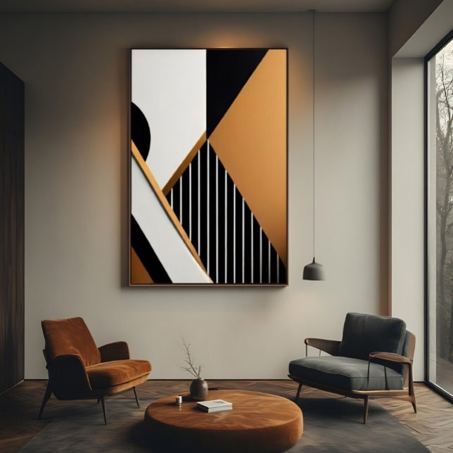 Modern Abstract Geometric Black and Tan Poster (Creator Uploaded)