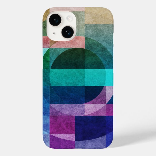 Modern abstract geometric Blue green pink Circle Case-Mate iPhone Case (Back)