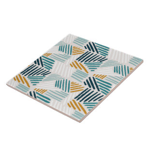 Modern Abstract Geometric Brush Pattern Ceramic Tile
