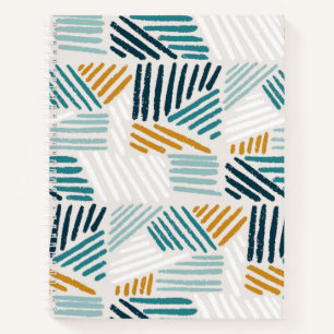 Modern Abstract Geometric Brush Pattern Notebook