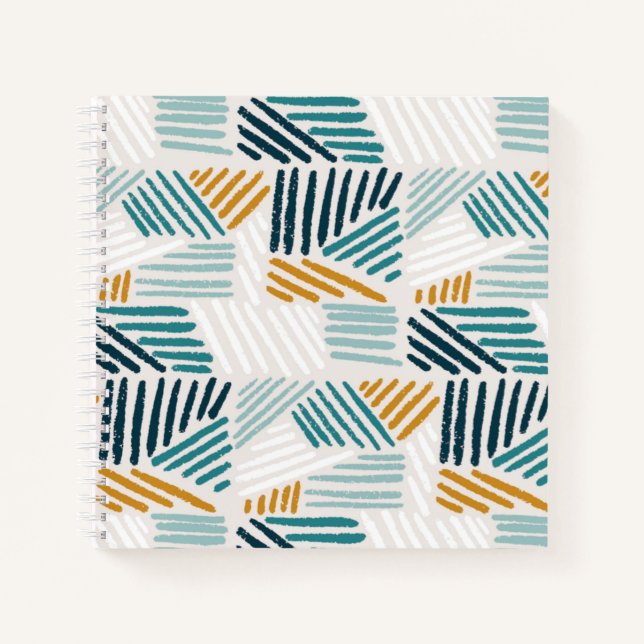 Modern Abstract Geometric Brush Pattern Notebook (Front)