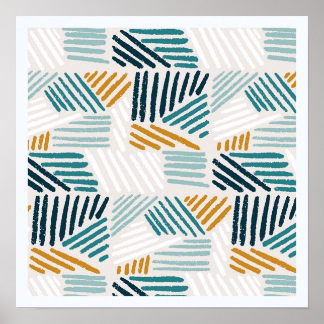 Modern Abstract Geometric Brush Pattern Poster (Front)