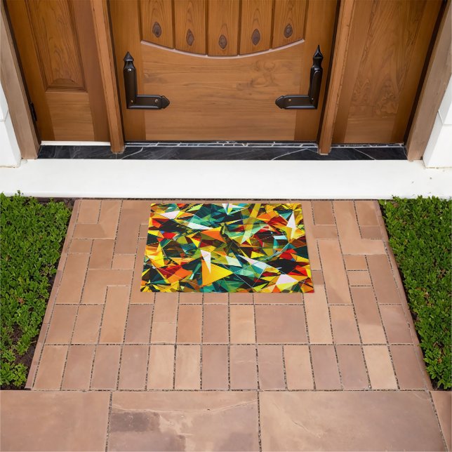 Modern Abstract Geometric Colorful Crystal Glass Doormat (Outdoor)
