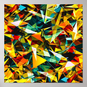 Modern Abstract Geometric Colorful Crystal Glass Poster
