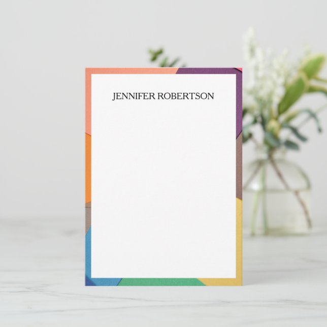 Modern Abstract Geometric Colorful Custom Name  Card (Standing Front)