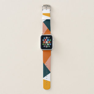 Modern abstract geometric colour block pattern apple watch band