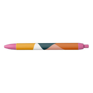 Modern abstract geometric colour block pattern black ink pen
