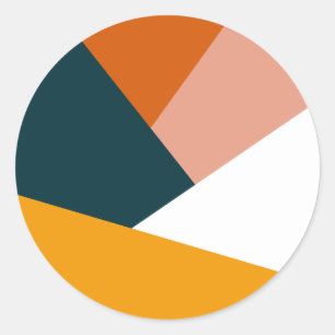 Modern abstract geometric colour block pattern classic round sticker