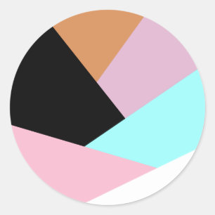 Modern abstract geometric colour block pattern classic round sticker