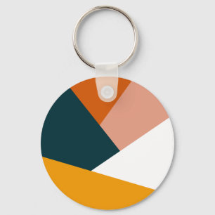 Modern abstract geometric colour block pattern key ring