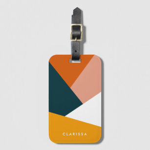 Modern abstract geometric colour block pattern luggage tag