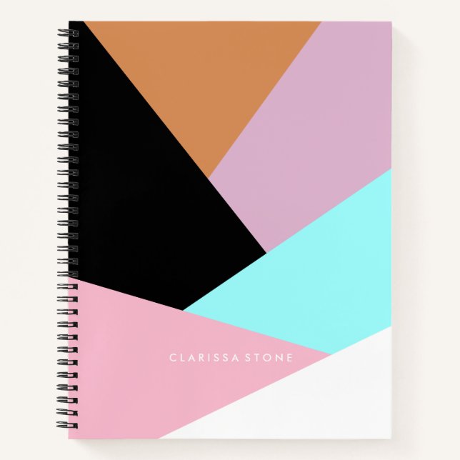 Modern abstract geometric colour block pattern notebook (Front)