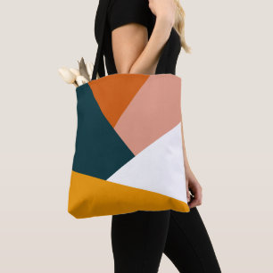 Modern abstract geometric colour block pattern tote bag