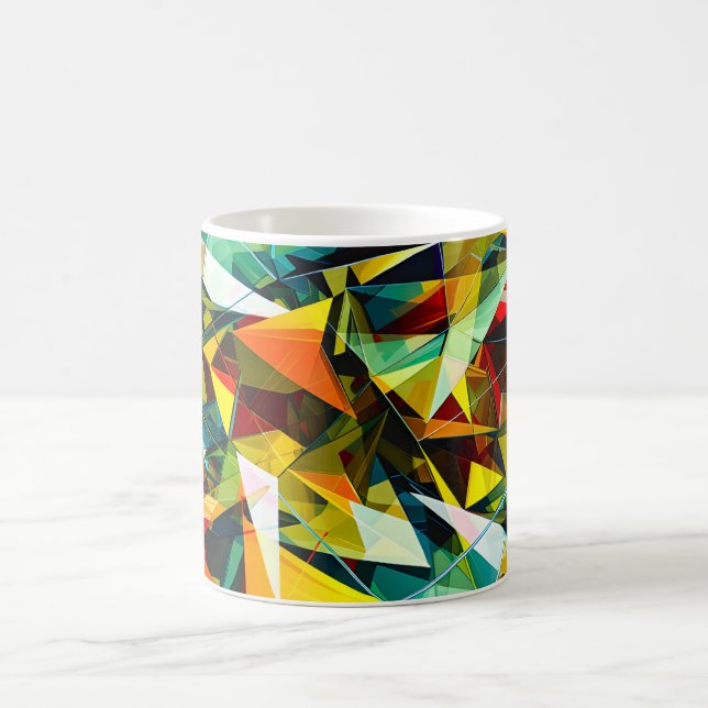 Modern Abstract Geometric Colourful Crystal Glass Coffee Mug (Center)