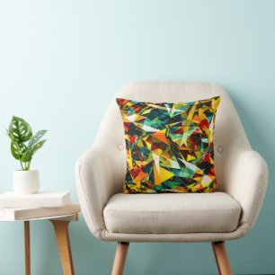 Modern Abstract Geometric Colourful Crystal Glass Cushion