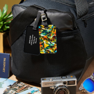 Modern Abstract Geometric Colourful Crystal Glass Luggage Tag
