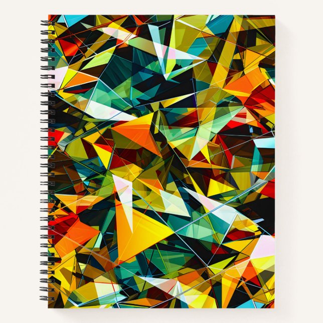 Modern Abstract Geometric Colourful Crystal Glass Notebook (Front)