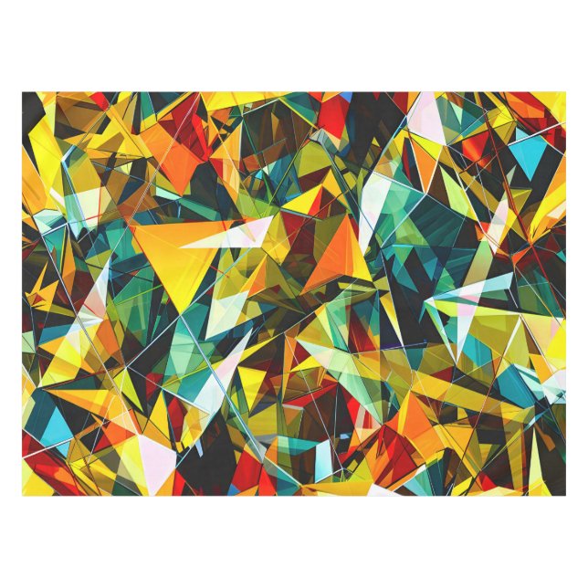 Modern Abstract Geometric Colourful Crystal Glass Tablecloth (Front (Horizontal))