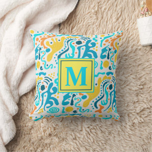 Modern Abstract Geometric Colourful Monogram Cushion