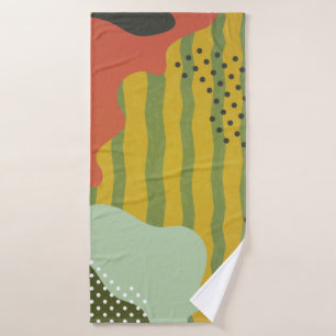 Modern abstract geometric composition with decorat bath towel