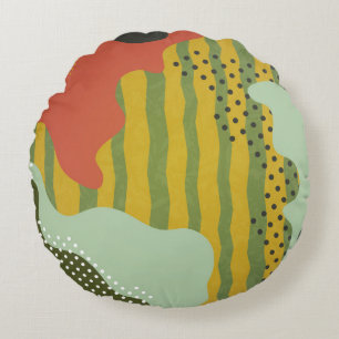 Modern abstract geometric composition with decorat round cushion