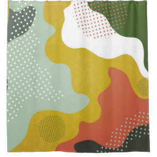 Modern abstract geometric composition with decorat shower curtain