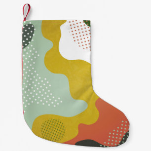 Modern abstract geometric composition with decorat small christmas stocking