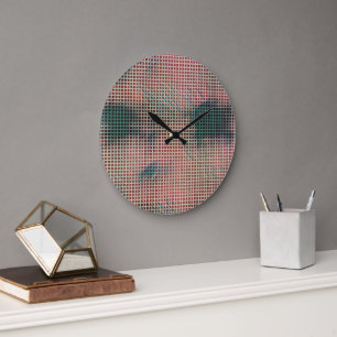 Modern abstract geometric digital pattern 1253 large clock